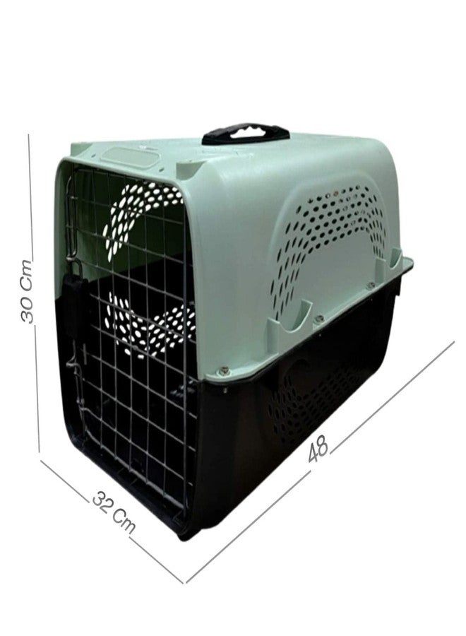 Petlicious & More® Pet Travel Carrier Dog Cat Rabbit Basket Plastic Handle Hinged Door Folding Collapsible Transport Box Cage Size 19.5 x 13 x 12.5 Inch for Puppy Cats (LiteGreen) - Image 2
